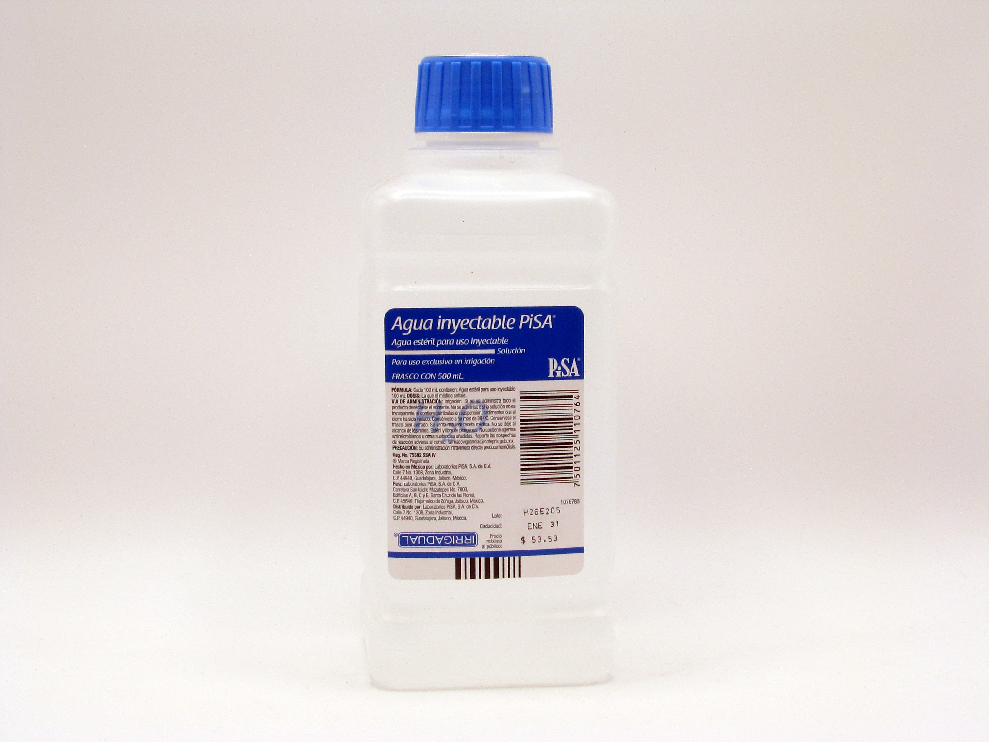 AGUA INYECTABLE FRASCO 500ML
